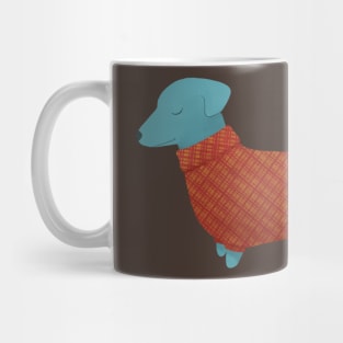 Handsome Blue Dachshund in a Red Plaid Sweater Mug